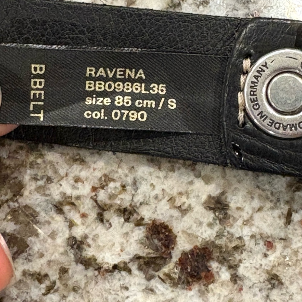 NWT Studded B Belt Ravena leather belt (85 cm size Small) black silver - Picture 6 of 12